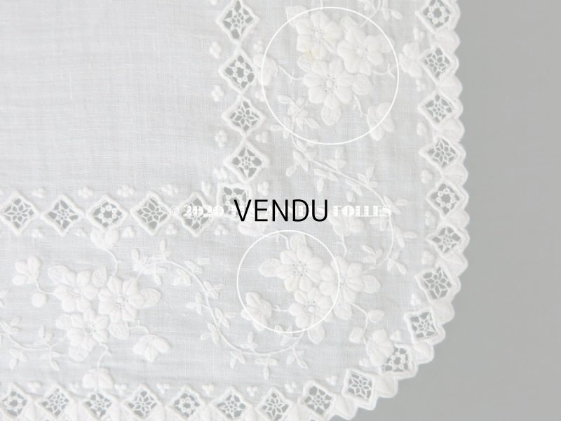 画像16: 19世紀 アンティーク  ホワイトワークの結婚式のハンカチ モノグラム＆透かし模様入り