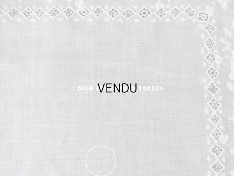 画像12: 19世紀 アンティーク  ホワイトワークの結婚式のハンカチ モノグラム＆透かし模様入り