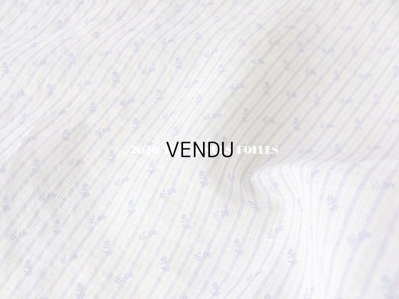 画像5: 1900年代 アンティーク ドールドレス用 ラベンダー色の小さな花模様 & ストライプ コットン製ファブリック  75×61cm