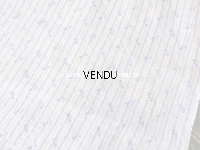 画像7: 1900年代 アンティーク ドールドレス用 ラベンダー色の小さな花模様 & ストライプ コットン製ファブリック  75×61cm