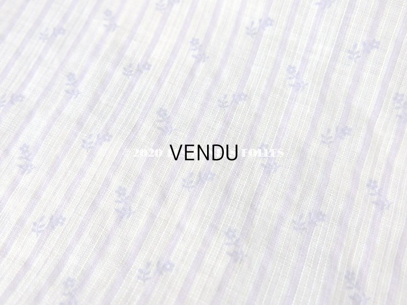 画像3: 1900年代 アンティーク ドールドレス用 ラベンダー色の小さな花模様 & ストライプ コットン製ファブリック  75×61cm