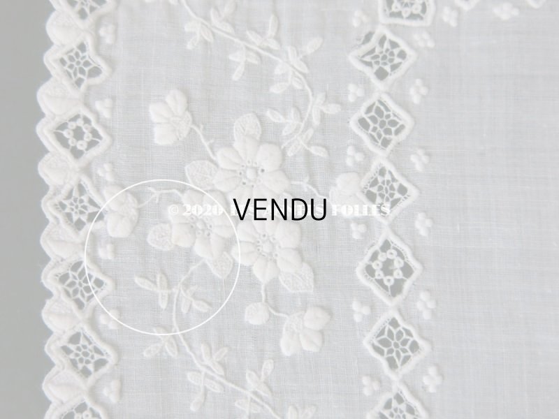 画像15: 19世紀 アンティーク  ホワイトワークの結婚式のハンカチ モノグラム＆透かし模様入り