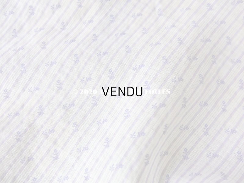 画像6: 1900年代 アンティーク ドールドレス用 ラベンダー色の小さな花模様 & ストライプ コットン製ファブリック  75×61cm