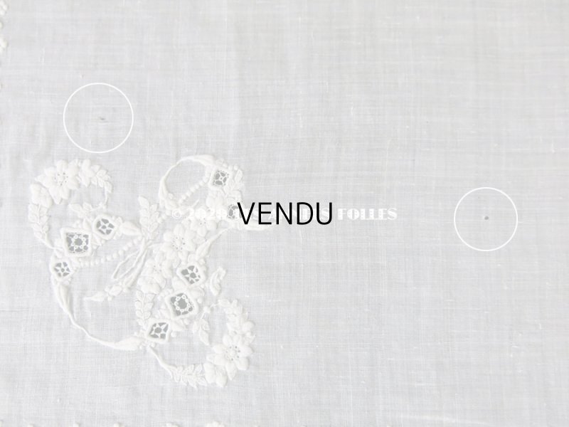 画像11: 19世紀 アンティーク  ホワイトワークの結婚式のハンカチ モノグラム＆透かし模様入り