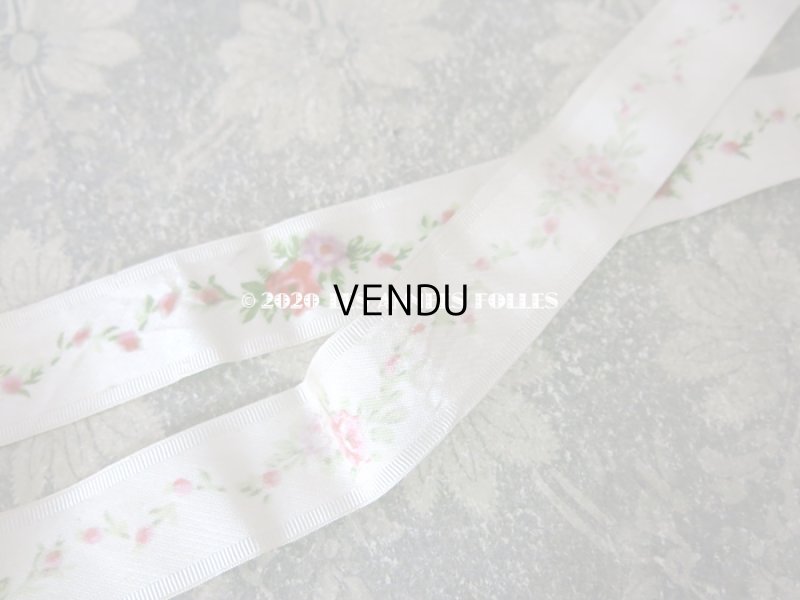 画像6: 1900年代 アンティーク シルクサテン&ベルベットのリボン 薔薇のハンドペイント 69cm 2.7cm幅