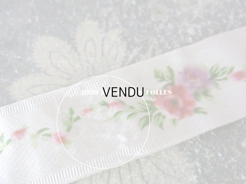 画像4: 1900年代 アンティーク シルクサテン&ベルベットのリボン 薔薇のハンドペイント 69cm 2.7cm幅