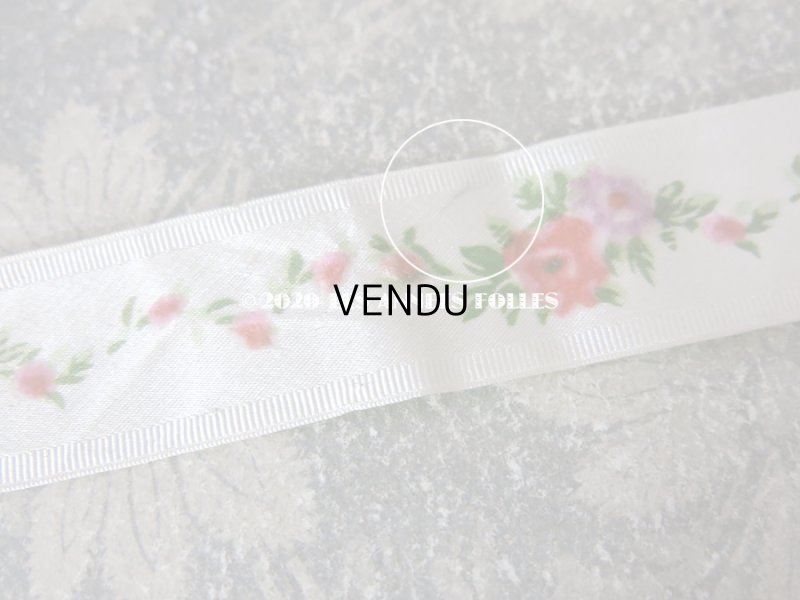 画像5: 1900年代 アンティーク シルクサテン&ベルベットのリボン 薔薇のハンドペイント 69cm 2.7cm幅