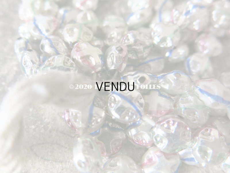 画像3: アンティーク スフレビーズ クロス&ラウンド 3色のライン入り シルバー 吹きガラス製 ビーズ  8mm 約80ピース