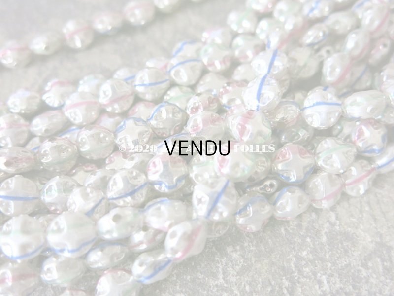 画像5: アンティーク スフレビーズ クロス&ラウンド 3色のライン入り シルバー 吹きガラス製 ビーズ  8mm 約80ピース