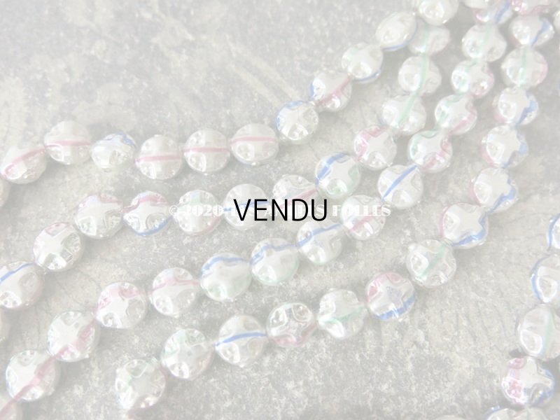 画像4: アンティーク スフレビーズ クロス&ラウンド 3色のライン入り シルバー 吹きガラス製 ビーズ  8mm 約80ピース