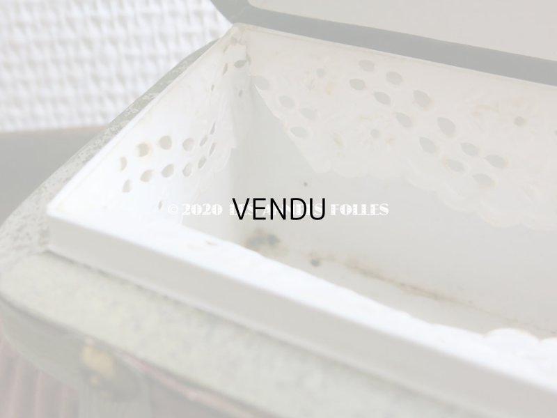 画像16: 19世紀 アンティーク ナポレオン3世時代 お菓子箱 ハンドル付き 花模様のレースペーパー チョコレートボックス 木箱 