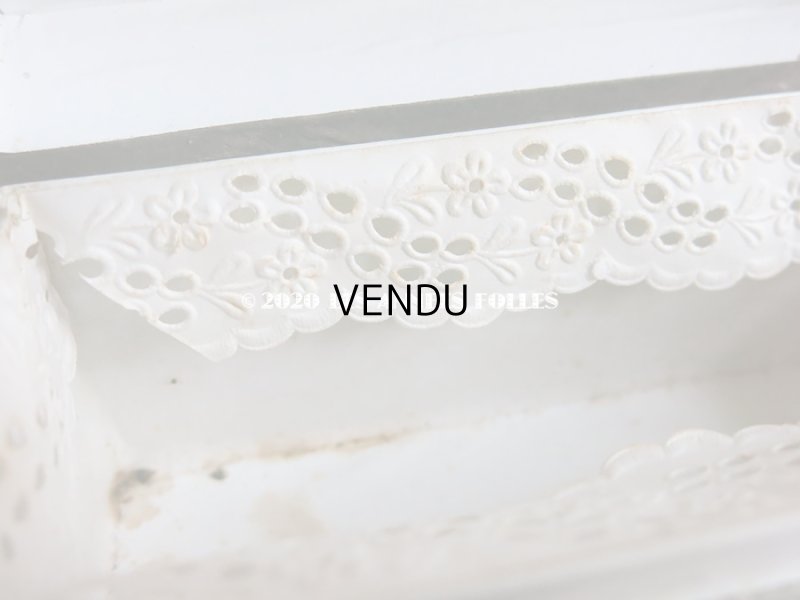 画像15: 19世紀 アンティーク ナポレオン3世時代 お菓子箱 ハンドル付き 花模様のレースペーパー チョコレートボックス 木箱 