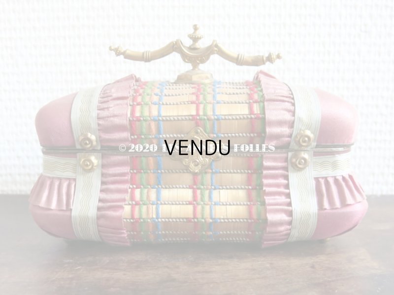 画像8: 19世紀 アンティーク ナポレオン3世時代 お菓子箱 ハンドル付き 花模様のレースペーパー チョコレートボックス 木箱 