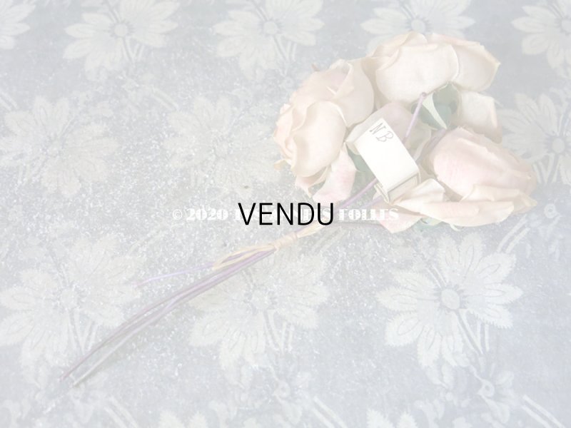 画像12: 未使用 ラベル付き アンティーク 薔薇の布花 淡いピンク カップ咲き コサージュ