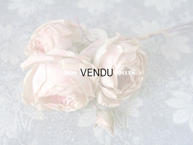 画像4: 未使用 ラベル付き アンティーク 薔薇の布花 淡いピンク カップ咲き コサージュ
