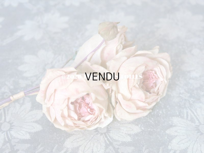 画像2: 未使用 ラベル付き アンティーク 薔薇の布花 淡いピンク カップ咲き コサージュ