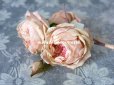 画像7: 未使用 ラベル付き アンティーク 薔薇の布花 淡いピンク カップ咲き コサージュ