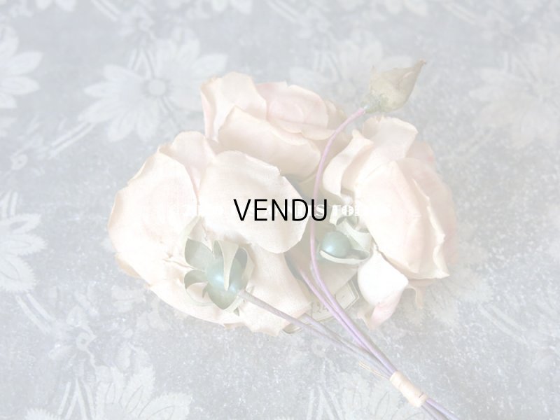 画像11: 未使用 ラベル付き アンティーク 薔薇の布花 淡いピンク カップ咲き コサージュ