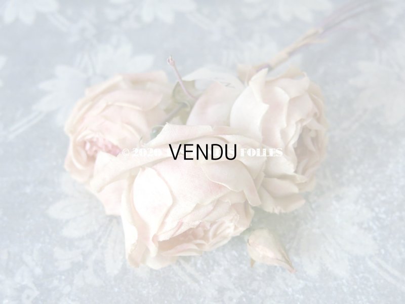 画像6: 未使用 ラベル付き アンティーク 薔薇の布花 淡いピンク カップ咲き コサージュ