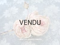 未使用 ラベル付き アンティーク 薔薇の布花 淡いピンク カップ咲き コサージュ