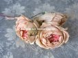 画像10: 未使用 ラベル付き アンティーク 薔薇の布花 淡いピンク カップ咲き コサージュ