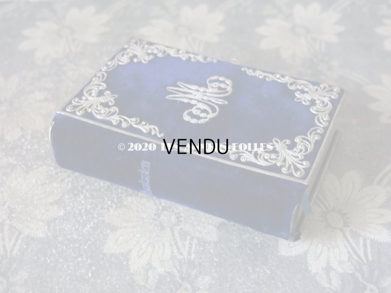 画像4: 1870年 アンティーク ミサ典書 ダークブルーのベルベット