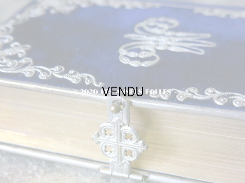 画像6: 1870年 アンティーク ミサ典書 ダークブルーのベルベット