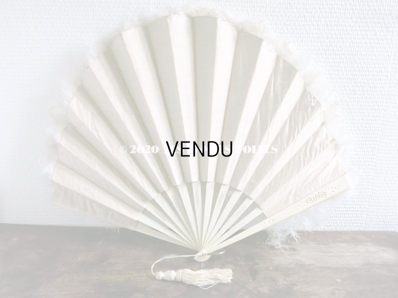 画像3: 1900年代 アンティーク オフホワイトのファン  白鳥のフェザー＆ボーン製