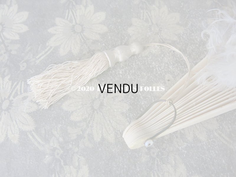 画像5: 1900年代 アンティーク オフホワイトのファン  白鳥のフェザー＆ボーン製