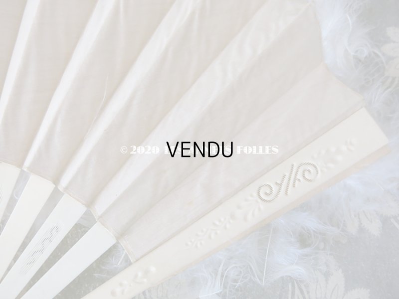 画像7: 1900年代 アンティーク オフホワイトのファン  白鳥のフェザー＆ボーン製