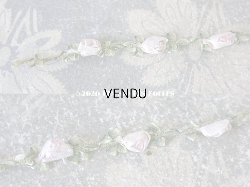 画像6: 未使用 1900年代 アンティーク シルク製 薔薇のロココトリム 30cm 淡いパープル