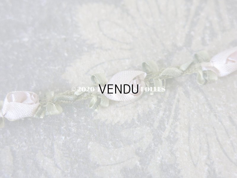 画像4: 未使用 1900年代 アンティーク シルク製 薔薇のロココトリム 30cm 淡いパープル