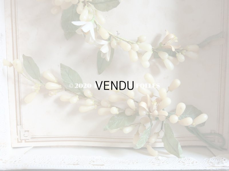 画像13: 未使用 アンティーク レースペーパー付ボックス入り&台紙付 ワックスフラワーのヘッドリース ウェディング 結婚式 ティアラ