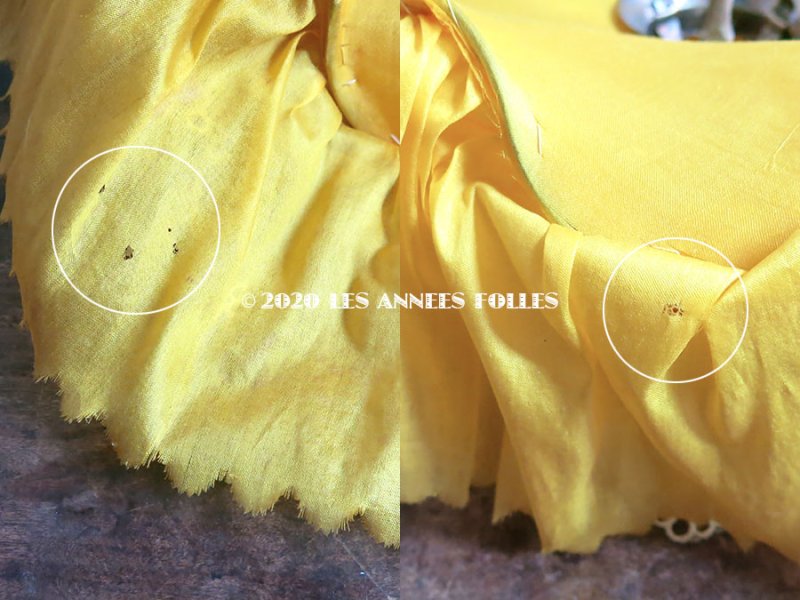 画像5: *蚤の市* 未使用 ラベル付 1900年頃 アンティーク ランプシェード フリル&レース シルク製 山吹色 ブドワール - AU BON MARCHE -