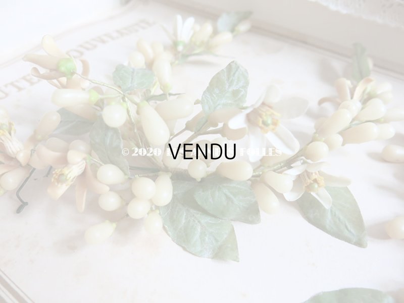 画像11: 未使用 アンティーク レースペーパー付ボックス入り&台紙付 ワックスフラワーのヘッドリース ウェディング 結婚式 ティアラ