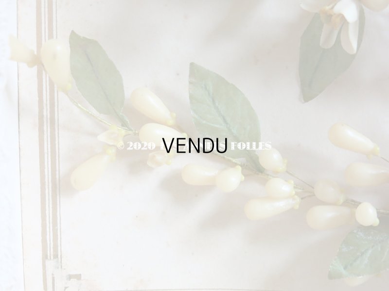 画像15: 未使用 アンティーク レースペーパー付ボックス入り&台紙付 ワックスフラワーのヘッドリース ウェディング 結婚式 ティアラ