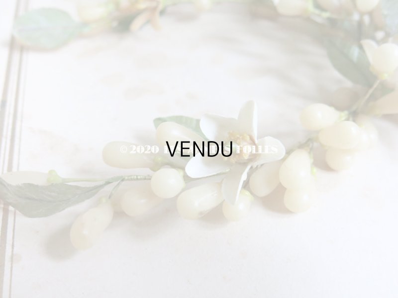 画像9: 未使用 アンティーク レースペーパー付ボックス入り&台紙付 ワックスフラワーのヘッドリース ウェディング 結婚式 ティアラ