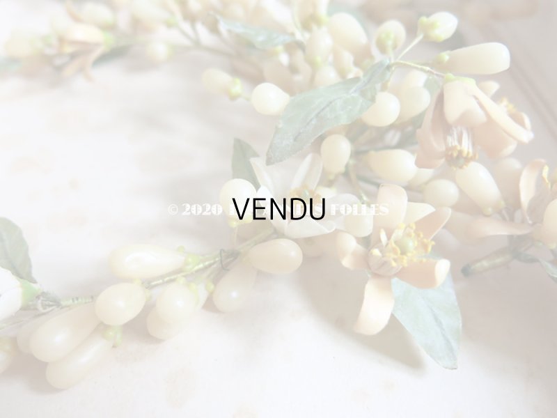 画像10: 未使用 アンティーク レースペーパー付ボックス入り&台紙付 ワックスフラワーのヘッドリース ウェディング 結婚式 ティアラ