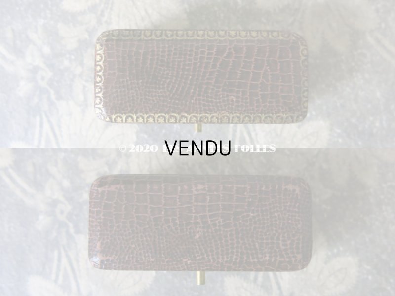 画像3: アンティーク  本革製 金彩入り ジュエリーボックス ブラウン