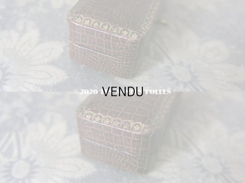 画像4: アンティーク  本革製 金彩入り ジュエリーボックス ブラウン