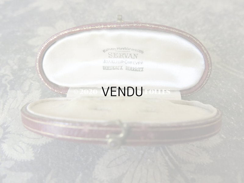 画像3: 【クリスマスセール2020対象外】 アンティーク  本革製 金彩入り ジュエリーボックス ピンブローチ用 ボルドー