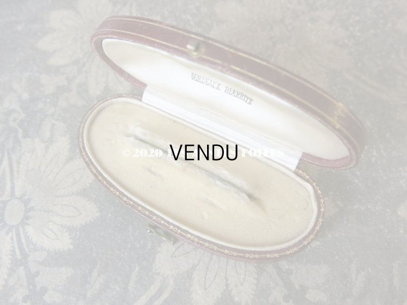 画像4: 【クリスマスセール2020対象外】 アンティーク  本革製 金彩入り ジュエリーボックス ピンブローチ用 ボルドー