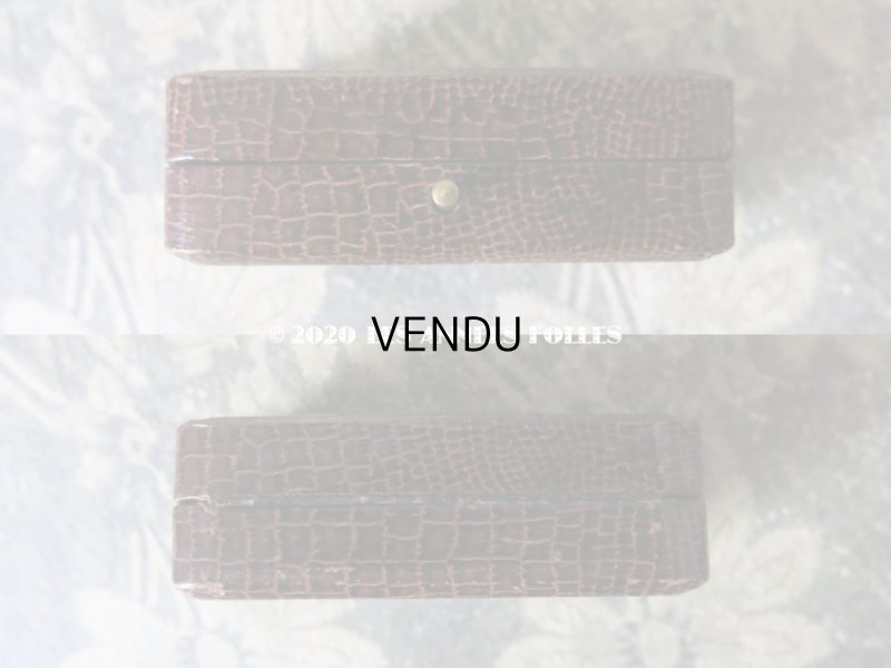 画像5: アンティーク  本革製 金彩入り ジュエリーボックス ブラウン