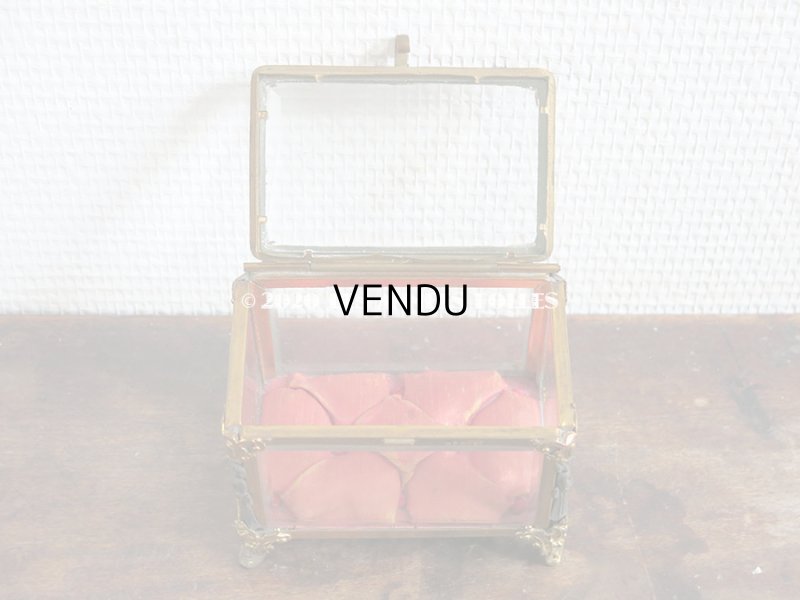 画像13: 19世紀末 アンティーク ジュエリーボックス ロカイユ装飾のフレーム  スモーキーオレンジのシルク製クッション