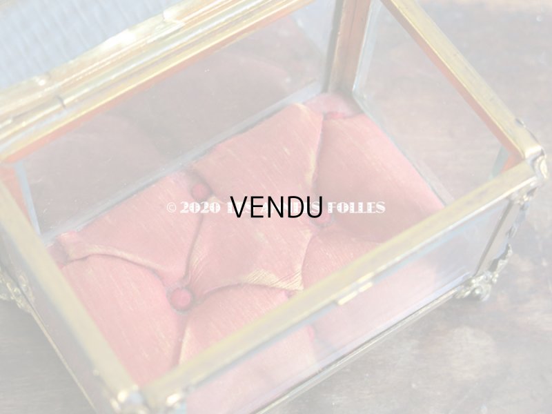 画像17: 19世紀末 アンティーク ジュエリーボックス ロカイユ装飾のフレーム  スモーキーオレンジのシルク製クッション