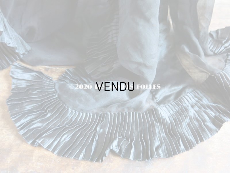 画像3: 1900年代 アンティーク 黒のシルクオーガンジー  ドレスの裾 200×53cm