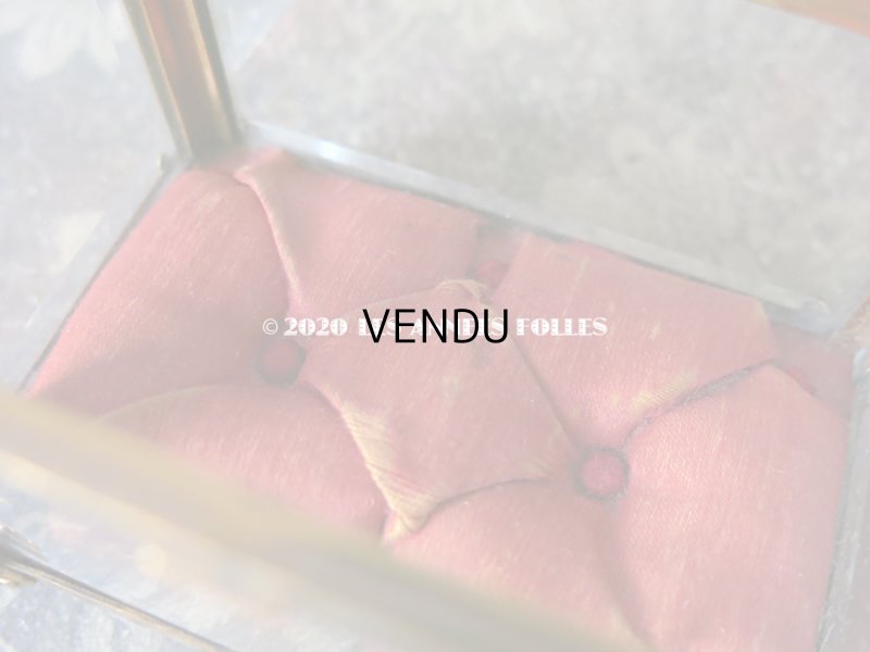 画像16: 19世紀末 アンティーク ジュエリーボックス ロカイユ装飾のフレーム  スモーキーオレンジのシルク製クッション