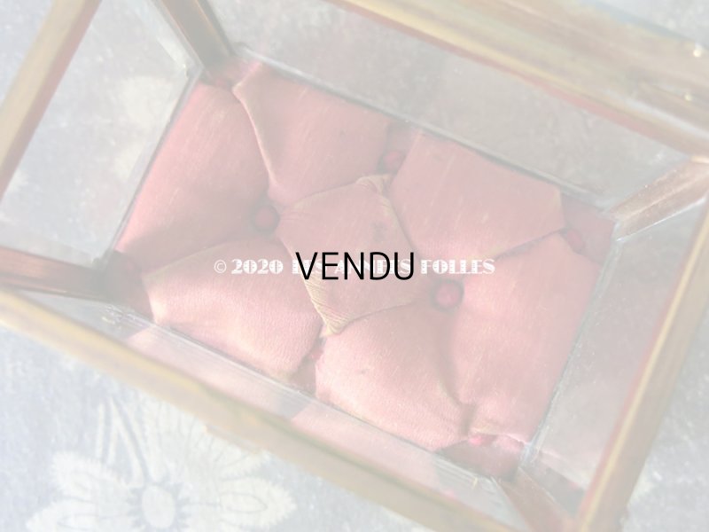 画像15: 19世紀末 アンティーク ジュエリーボックス ロカイユ装飾のフレーム  スモーキーオレンジのシルク製クッション