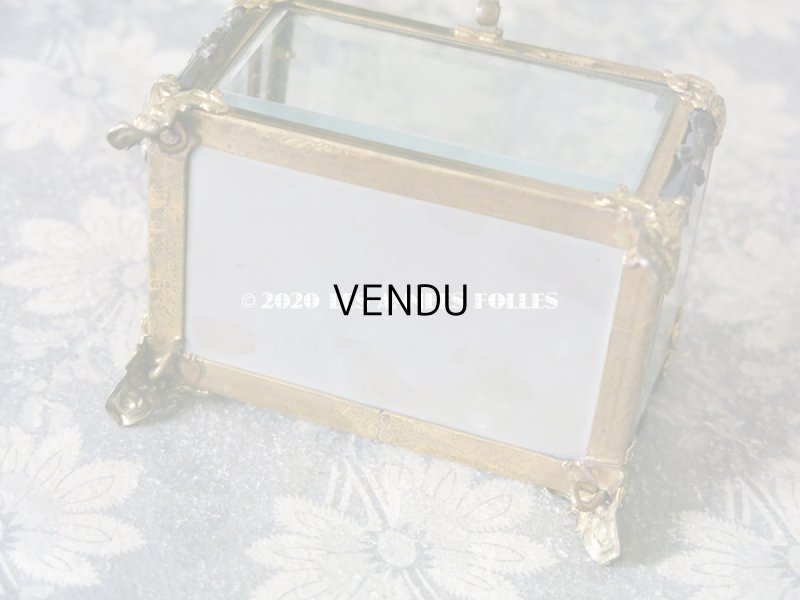 画像6: 19世紀末 アンティーク ジュエリーボックス ロカイユ装飾のフレーム  スモーキーオレンジのシルク製クッション