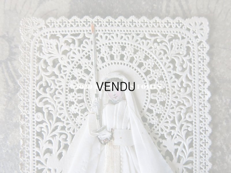 画像4: 19世紀 アンティーク  封筒入り 初聖体のカニヴェ コミュ二オン レースの透かし柄